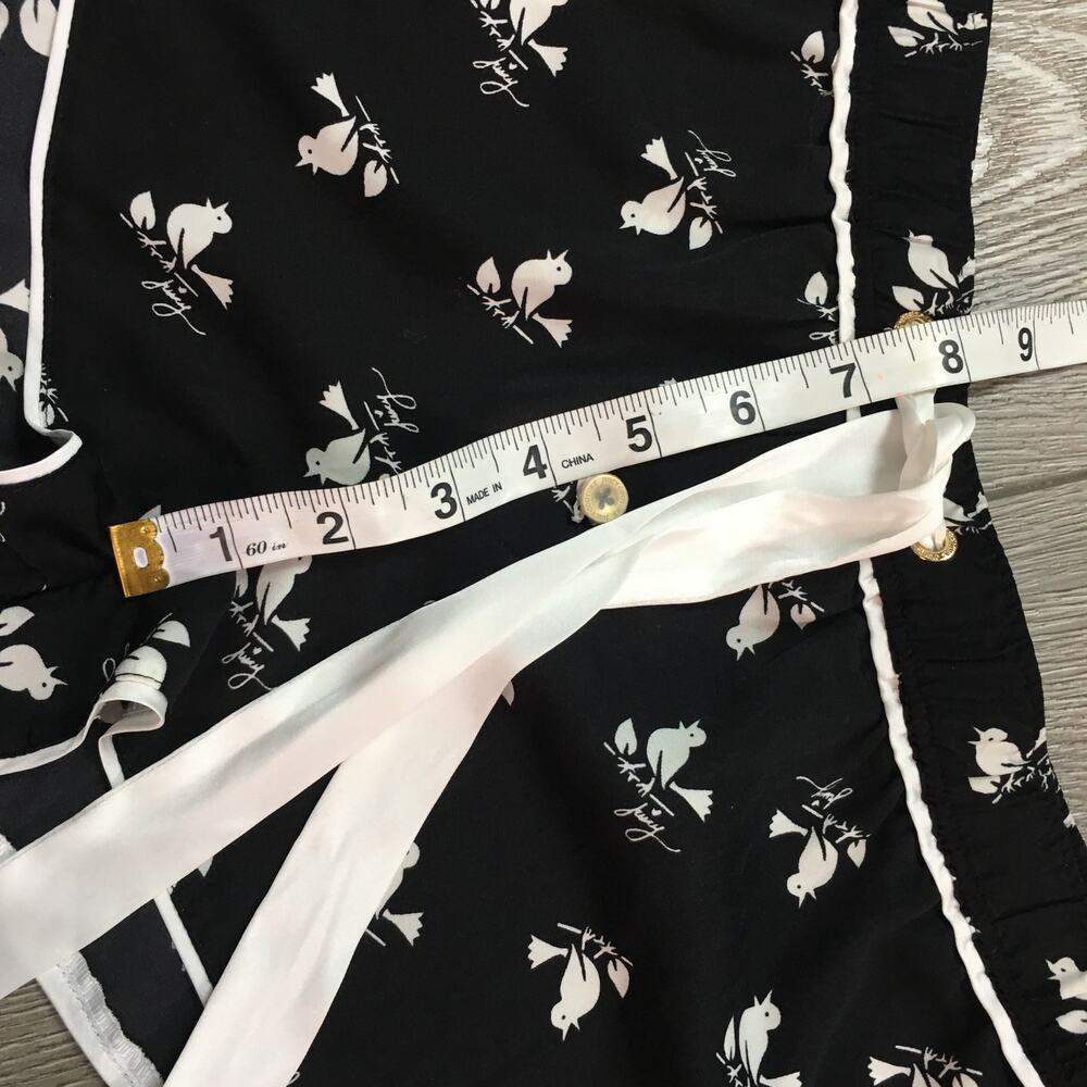 juicy couture black white shorts bird ribbon string ruffle Women Medium - Picture 6 of 8